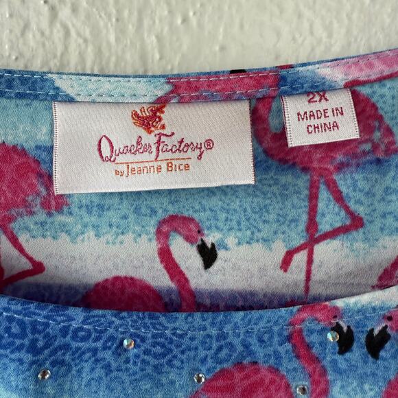 Quacker Factory Size 2X Flamingos Poncho Blouse - Picture 2 of 9